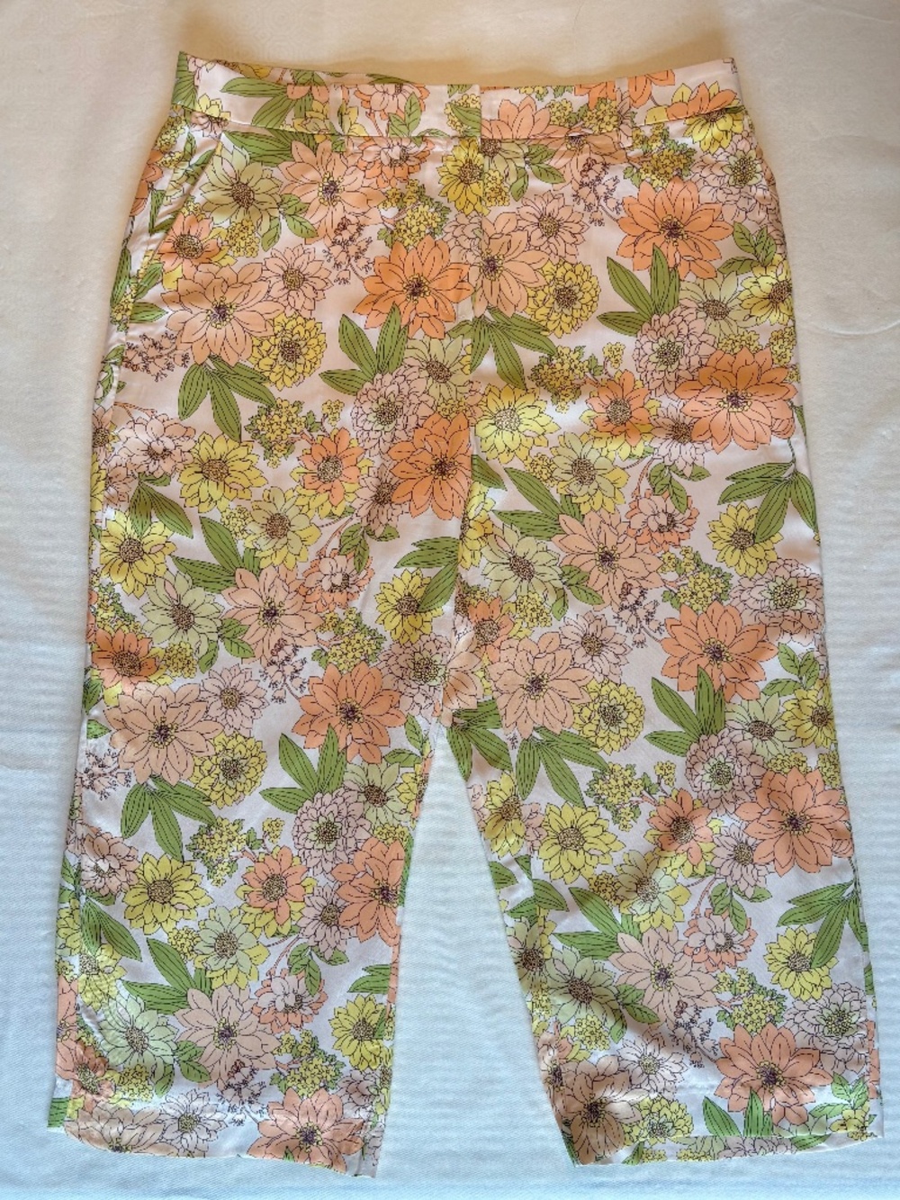 J Crew Cropped Dahlia Print Pants, Size 14